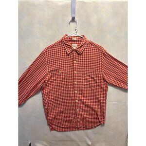 J.Crew Mens Red & White Checkered Flannel Shirt Tailored Fit Size M